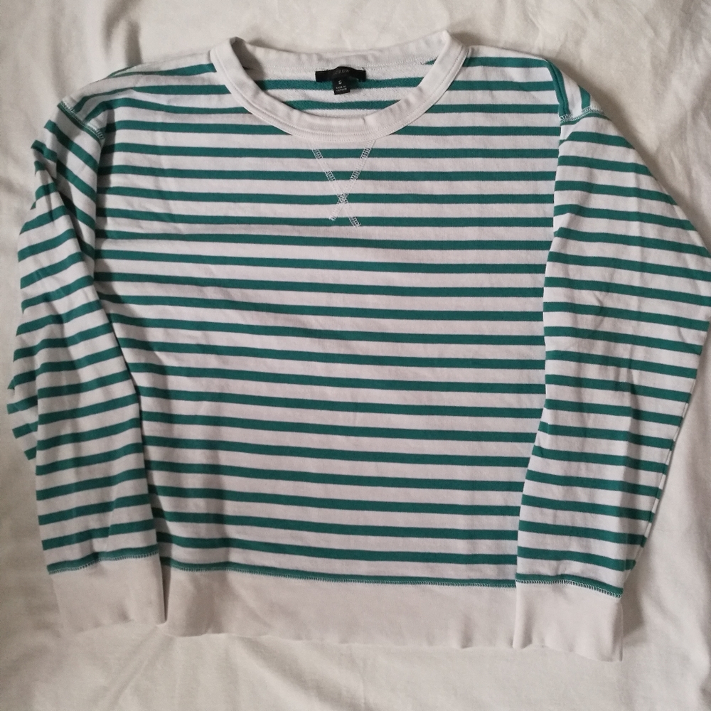 Jcrew striped boyfriend sweatshirt